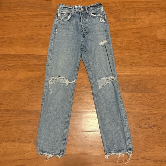 AGOLDE 90s Jean Distressed Loose Fit Denim Straight Leg Light Wash size 23 - Picture 2 of 5